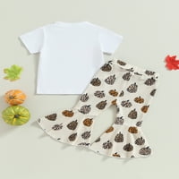 Sunsery Baby Girl Fall Outfits majica kratkih rukava + bundeve ispise hlače postavi odjeću za mališana