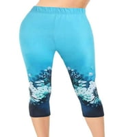 Ženske joge hlače elastične vučne tamke obrezane pantalone treniraju dno meka džinja plava m