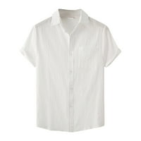 Muške košulje za muške proljeće Spring Solid Collown ovratnik Ležerne majice s kratkim rukavima bluza