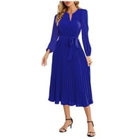 Ljetne haljine za žene ženske casual duge ljetne haljine s dugim rukavima s dugim rukavima V-izrez Flowy