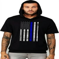 Muška policijska zastava - Plava tanka linija C Crna majica kratkih rukava s kratkim rukavima Srednja