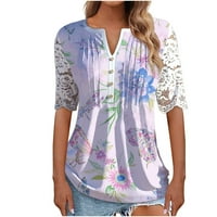 Ženski vrhovi odštampana bluza s kratkim rukavima, casual ženske ljetne posade vrata T-majice Tuničke