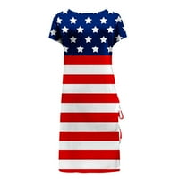 Četvrti julske košulje Žene seksi ljeto kratki rukav okrugli izrez Američki zastava Odštampana haljina