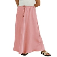 Žene saten duga suknja Solidna boja Ljetna casual elastična suknja za plaže Club Srednja odjeća za estetsku