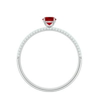 Laboratorija je stvorio rubin pasijans i moissan bočno zaručni prsten, sterling srebro, US 5,50