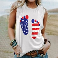 Olyvenn Reducirani ljetni tenkovi za žene Modne dame bluze košulje Dan neovisnosti Grafička USA zastava
