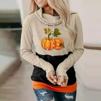 Dezsed Halloween Duksevi za haljine Ženska modna casual Halloween tiskani s kapuljačnim pulovernim rukavima s dugim rukavima vrhovi pulover dukseraHirt ​​Khaki XL