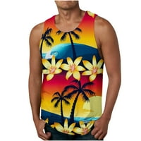 Yievt mišićna majica sa rukavima bez rukava Havajski tiskani nacrti za okrugli vrat za jogging narančaste