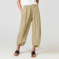 Ženske pantalone Žene svakodnevno casual osam duljina pantalona džepova elastična struka čvrste hlače