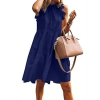 Bazyrey Ženski okrugli izrez Maxi haljina ženska ruffles haljina labava haljina Ležerna ljetna haljina
