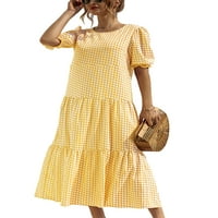 Prednjeg swearl-a ruffle maxi duga haljina za žene na listu kratkih rukava Boho Beach Sundress casual