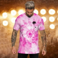 Košulja za muškarce Ljeto Havaji plaža Casual Sports Tie Dye Okrugli vrat majica Pink XXXL