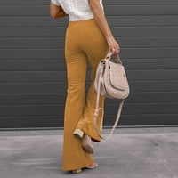 Žene corduroy flare hlače elastična struka zvona donje pantalone istezanje visokog struka Bootcut Bell