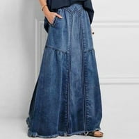 FSqjgq suknje za žene casual maxi suknje ženski povremeni škak traper suknja Slim Fit a-line Jean maxi