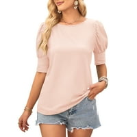 Miayilima majice za žene Top obične okrugle vratne ležerne košulje T Dugme TOP Ljetna modna majica