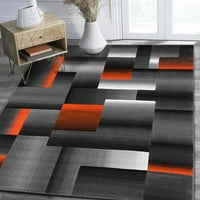 Ručno raskinje narančasto crno sivo apstraktni geometrijski modernim kvadratima uzorak prostirka Ft.