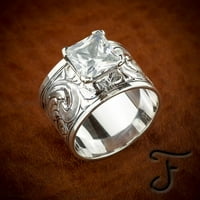 Unizno prsten umetnuta retro art kubni cirkonijski prsten za svakodnevne habanje, zabava prijatelja,