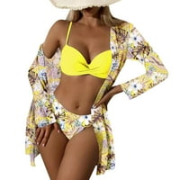 Baycosin ženski visoki struk bikinis bikini set pokrovite kupaći kostim za žene push kopari s dugim