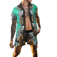 Oklade za muškarce Muška košulja za ovratnicu Pant set kratki rukav casual havaji Print modne ljetne