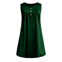 Stabilna ženska modna casual haljina V-izrez bez rukava bez rukava prsluk od plaže tamno zelena 5xl