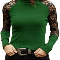 Capreze Dame Tee dugi rukav majica T-majica T-majica Elegantno pulover čipka Cvjetni tunik Bluza Green