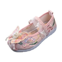 Cipele za djevojčice mališane ravne dno vezene sandale, veličina ružičasta