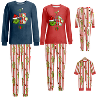 Podradozna porodica Božić pidžama Set Božić Grinch tiskani djeci-djeci-odrasli-kućni ljubimac Top i