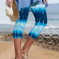 Žene Striped Ispise Tajice Yoga Hlače Ljeto obrezane pantalone Ravne tanke noge Elastične visoke strukske
