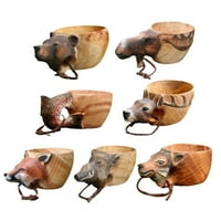 Prijenosna ručna isklesana drvena krigla razna čašica za životinje u obliku glave na otvorenom kampiranje