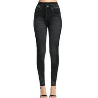 Žene imitacije traper traperice gamaše STRETNE Skinny hlače Simulacije Jeans High Squik guza za podizanje