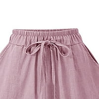 Ženske ljetne kratke hlače Čvrsti džepovi za izvlačenje elastičnim strukom casual široke kratke hlače