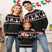 Obiteljski božićni džemper poprimi vrata za rew pahulje Pleteni pulover za žene Muška djeca