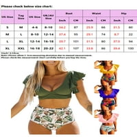 Žene Cvjetni viki struk Bikini set dva kupaće kostim kupaćim kostima za plažu Tankeni setovi push-up