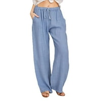 Ženske hlače Yoga Lounge Hlače vruće rasprodaje hlače Radni ured Poslovne žene Ležerne prilike pune pamučne posteljine izvlačenja elastične struke duge hlače za vuču