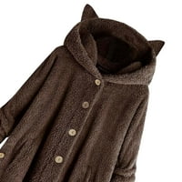 Monfince zimskog plišanog kaputa za žene s dugim rukavima, pune nejasne ruke ležerne kapute za kaputicu