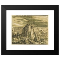 Hendrick Goltzius Crni modernog uokvirenog muzeja Art Print pod nazivom - stijena litica na morskoj
