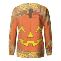 Tking modni vrhovi s dugim rukavima za žene Crewneck Halloween košulje Casual labavo pulover naranča
