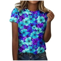 Zodggu Rollback T majice za žene udobnosti trendi ljeti vrhovi cvjetni print modni dame bluza vrhovi