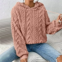 Jiyugala ženski puni plišani spojili ženski novi čvrsti kapuljač zadebljani žakard dugim rukavima džemper