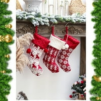 Mašinski pleteni božićni čarapi Dekoracija Xmas Čajnki za grickalice za vešanje vešanja ukras ukras