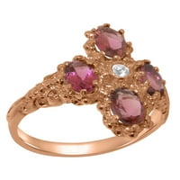 Britanska napravljena 18K ruža zlatna kubična cirkonija i ružičasta turmalin ženski Obećani prsten -
