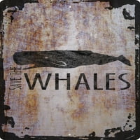Zidni znak Sačuvaj kitove kape kitova silhoueta sisari morska voda Ljubav ukrasni umjetnički zidni dekor