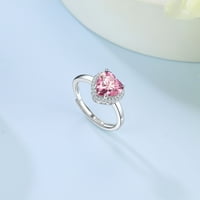 Sterlight Sterlight srebrni srce Halo Birthstone prsten, angažman vjenčani prstenovi za žene