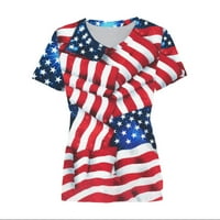 Plus veličine za žene Ljeto kratki rukav Dan nezavisnosti modne ispise Labava majica USA Tunic Bluze za uklanjanje odjeće