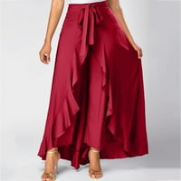 Yuwull Women Ljeto Boho duge suknje Dressy Lac-up Split suknje ruffle visokog struka Elegantna maxi