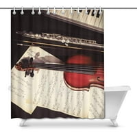 Muzički instrumenti Violina i klavir sa glazbenim notama Vodootporni tuš za tuširanje dekor tkanina