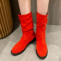 Ženske antilop Chunky Block Heels Mid-Calf gležnjače Dnevne žene Dreske cipele crvene veličine 9