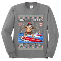 Divlji Bobby, Santa Surfanje Jingle Bells Božićne bubrege ružni božićni džemper muškarci dugih rukava