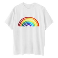 Ženske vrhove Baggy Ljeto Plus Veličina Top Tees Kratki rukav Rainbow Ispiši ulicu Y2K Prevelike mashirtne bluze