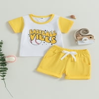Novorođene dječje kratke hlače Postavite s kratkim rukavima pisma za ispis majice + kratke dojenčad ljetna odjeća